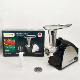 Електрична м'ясорубка Rainberg RB-678 3000Вт з насадкою для ковбас шнекова електром'ясорубка