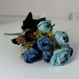 Букет Ранункулюсів штучний, 30 см, 5 стебел, 8 квіток/мікс (2 букети в уп.). Колір: синій Букет Ранункулюсів штучний, 30 см, 5 стебел, 8 квіток/мікс (2 букети в уп.). Колір: синій