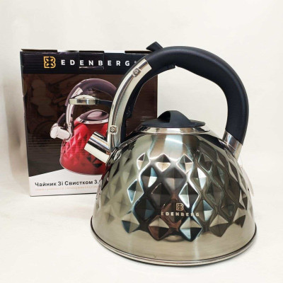 Чайник з нержавіючої сталі Edenberg EB-8833 зі свистком з індукційним дном 3л Silver 