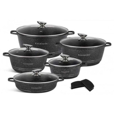 Набір посуду Edenberg EB-12911 з турбоіндукційним дном та мармуровим покриттям 12 предметів 