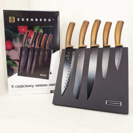 Набір ножів із магнітною підставкою Edenberg EB-964 керамічне покриття 6 предметів Набір ножів із магнітною підставкою Edenberg EB-964 керамічне покриття 6 предметів