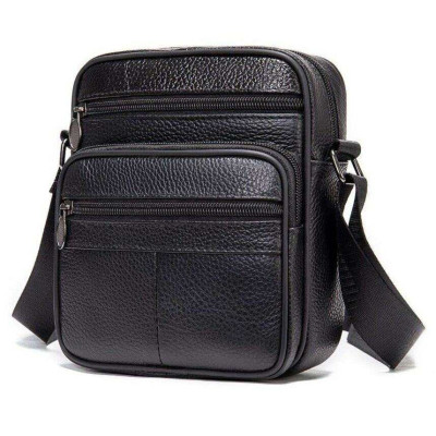 Стильна чоловіча сумка через плече з натуральної шкіри, компактний розмір, багато відділень 