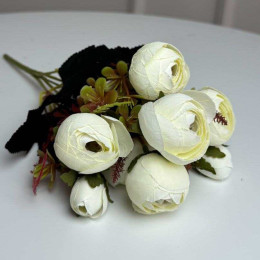 Букет Ранункулюсів штучний, 30 см, 5 стебел, 8 квіток/мікс (2 букети в уп.). Колір: білий Букет Ранункулюсів штучний, 30 см, 5 стебел, 8 квіток/мікс (2 букети в уп.). Колір: білий