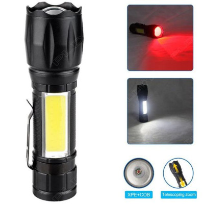 Ліхтар W601-XPE(red)+COB(white) 