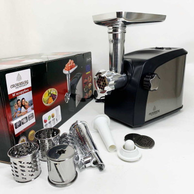 Електром'ясорубка Crownberg CB-4216 3200Вт м'ясорубка соковитискач з терками для овочів та реверсом 