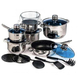 Набір кухонного посуду UNIQUE UN-5039 із нержавіючої сталі 19 предметів