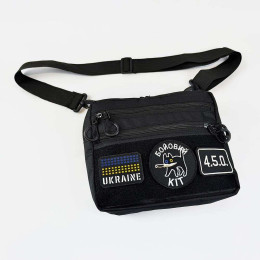 Тактична сумка для патчів Cordura 600D — 5 кишень, месенджер чорний з тканини Тактична сумка для патчів Cordura 600D — 5 кишень, месенджер чорний з тканини