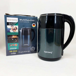 Чайник електричний Rainberg RB-2246 з нержавіючої сталі 2000 Вт 2л, гарний електричний чайник Blue