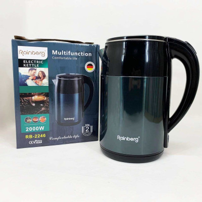 Чайник електричний Rainberg RB-2246 з нержавіючої сталі 2000 Вт 2л, гарний електричний чайник Blue 