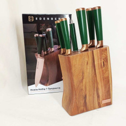 Набір кухонних ножів Edenberg EB-11029 з дерев'яною підставкою 7 предметів Green