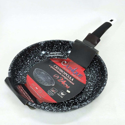 Сковорода UNIQUE UN-5104 24 см, без кришки, багатошаровим гранітним антипригарним покриттям 