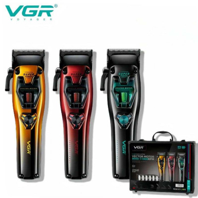 Акумуляторна машинка для стрижки VGR V-668, 3 змінні кольори корпусу 