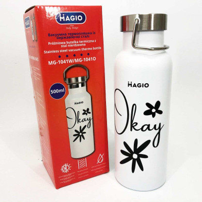 Термопляшка Magio MG-1041W 500 мл, Гарний невеликий термос, Термокухоль для дітей 