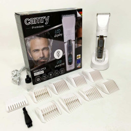 Машинка для стрижки волосся Camry CR 2841 White акумуляторна з LCD дисплеєм титан та кераміка 9 насадок Машинка для стрижки волосся Camry CR 2841 White акумуляторна з LCD дисплеєм титан та кераміка 9 насадок