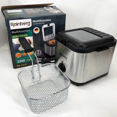 Фритюрниця для дому Rainberg RB-2219 з терморегулятором та знімною чашею електрофритюрниця міні фритюрниця 