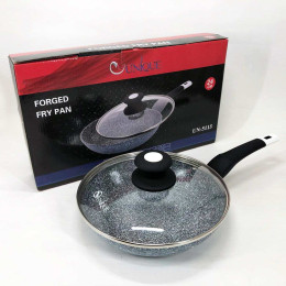 Сковорода UNIQUE UN-5115 24 см із кришкою граніт світлий