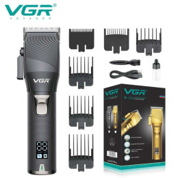Акумуляторна машинка для стрижки волосся VGR V-280 з дисплеєм та насадками якісна. Колір: чорний