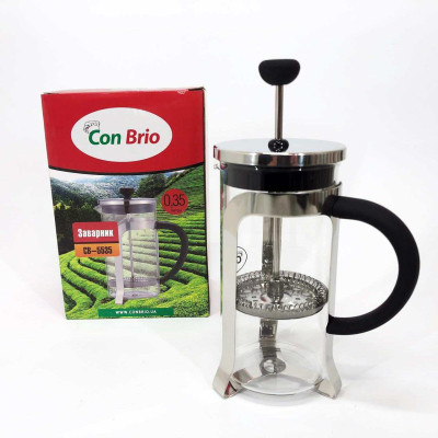 Заварник 350 мл скло + нержавіюча сталь Con Brio CB-5535, Чайник для заварювання трав гарний 