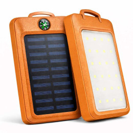 УМБ Power Bank Solar 18000 mAh мобільне зарядне з сонячною панеллю та лампою, Power Bank Charger Orange