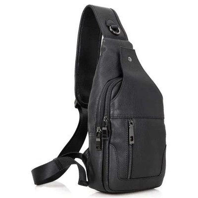 Преміальна чоловіча шкіряна сумка з натуральної італійської шкіри, чорна 