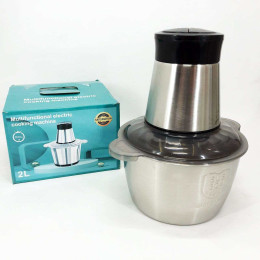 Блендер подрібнювач кухонний 1200Вт металева чаша на 2 літри комбайн 2 швидкості