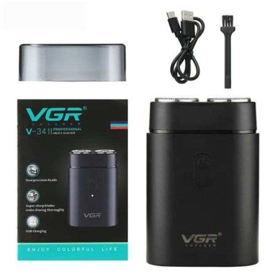Чоловіча акумуляторна міні електробритва VGR V-341 із двома головками для гоління бороди та вусів шейвер 