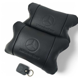 Набір шкіряних подушок Mercedes-Benz + брелок у подарунок, подушка на підголовник Набір шкіряних подушок Mercedes-Benz + брелок у подарунок, подушка на підголовник