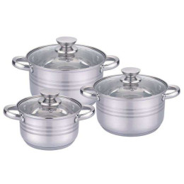 Набір Unique UN-5031 з нержавіючої сталі, каструлі з кришками 2,1 л, 2,9 л, 3,9 л Набір Unique UN-5031 з нержавіючої сталі, каструлі з кришками 2,1 л, 2,9 л, 3,9 л