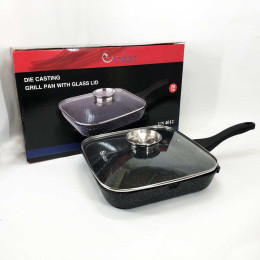 Сковорода гриль UNIQUE UN-4012 стильна 24см, Надійна сковорода з антипригарним покриттям