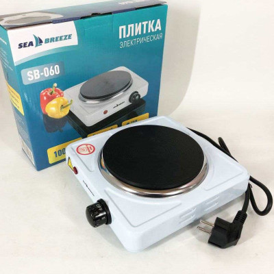Настільна плита електрична Sea Breeze SB-060, потужна настільна електроплита. Колір: білий 
