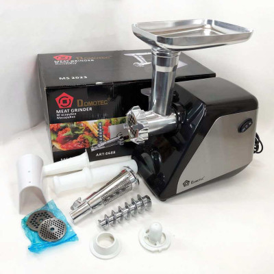 Електрична м'ясорубка соковитискач DOMOTEC MS-2023 2800 Вт, томати з насадками, м'ясорубка для м'яса 