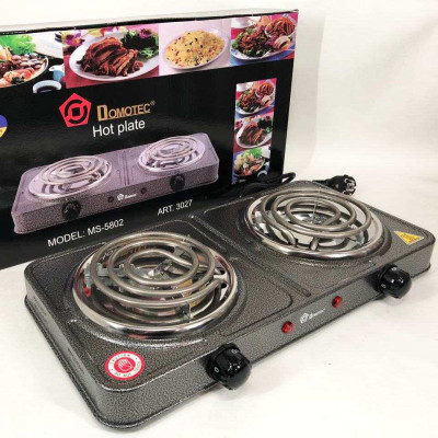 Електроплита настільна Domotec MS-5802, плита двокомфоркова електроплита побутова електрична 