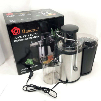 Електричний соковитискач Domotec MS-5220/3513 2 швидкості віджиму 600 W, соковитискач для моркви 