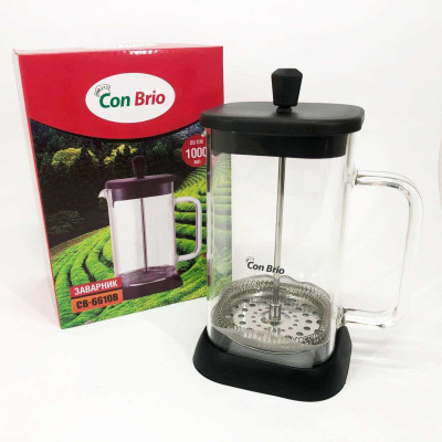 Френч-пресс Con Brio CB-6610В 1000 мл, Заварник для трав, Заварник стеклянный с прессом китайский 