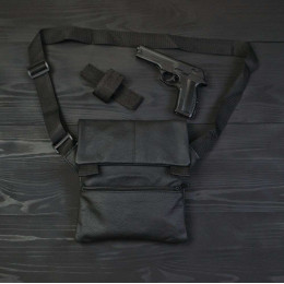 Тактична шкіряна сумка з кобурою, чоловічий месенджер, барсетка - чорний слінг, чоловіча сумка через плече Тактична шкіряна сумка з кобурою, чоловічий месенджер, барсетка - чорний слінг, чоловіча сумка через плече