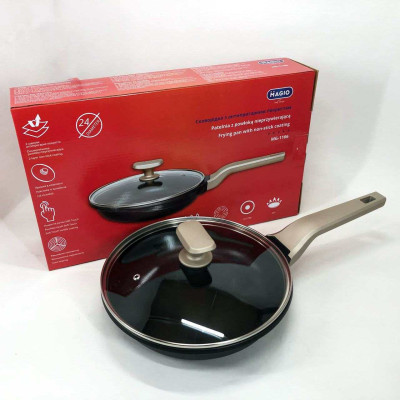 Сковорода Magio MG-1166 з кришкою антипригарна 24 см, сковорода для смаження, якісна сковорода Сковорода Magio MG-1166 з кришкою антипригарна 24 см, сковорода для смаження, якісна сковорода