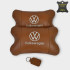 Набір подушок 2шт для автомобіля Volkswagen, з натуральної коричневої шкіри. Подушки на підголовник 