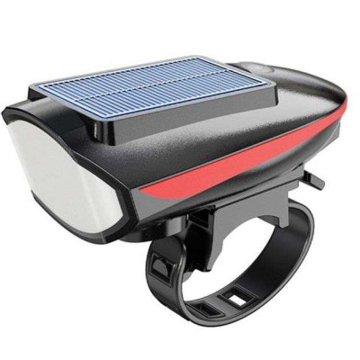 Велосипедний ліхтар 7599 із дзвінком на сонячній батареї, АКБ Li-Ion, водонепроникний акумуляторний 