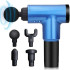 Акумуляторний масажер Fascial Gun KH-320 портативний ручний ударний м'язовий пістолет 4 насадки синій 