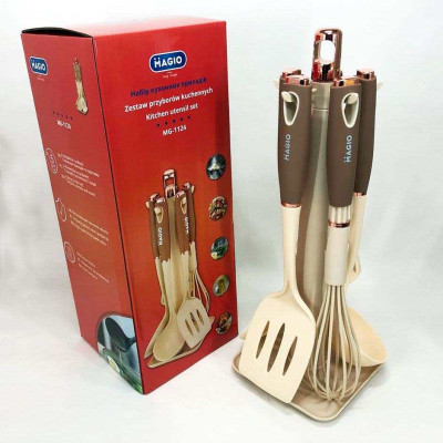 Набір кухонних приладів Magio MG-1124, набір приладдя для кухні із силікону, набір кухарів 