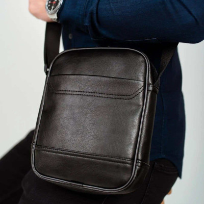 Месенджер класичний з еко шкіри гладкої, Сумка через плече кежуал чоловіча Ділова сумка месенджер 