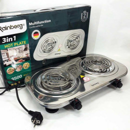 Електрична плита Rainberg RB-008 на 2 поверхні спіральна + 2 регулятори 3500 Вт