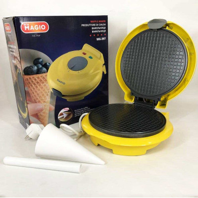 Вафельниця кругла Magio MG-397 1 секція 750 Вт, Електровафельниця для тонких вафель, електрична 