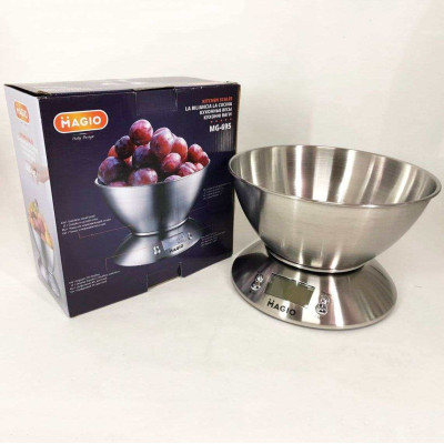 Ваги кухонні на 5 кг з нержавіючої сталі MAGIO MG-695, ваги міні, Ваги кухонні зі знімною чашею 