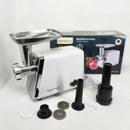 М'ясорубка електрична Rainberg RB-2329 з насадками для ковбас кеббе Електром'ясорубка з реверсом 3000Вт