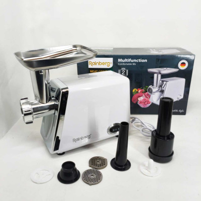 М'ясорубка електрична Rainberg RB-2329 з насадками для ковбас кеббе Електром'ясорубка з реверсом 3000Вт 