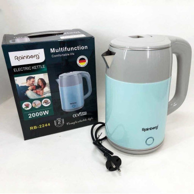 Електрочайник дисковий Rainberg RB-2244 2000 Вт 2л, стильний електричний чайник. Колір: блакитний 