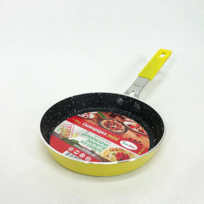 Сковорода Con Brio CB-1414, 14см, Міні, Eco Granite, Якісна сковорода. Колір: жовтий 