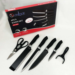 Набір ножів UNIQUE UN-1821 кухонні ножі ножиці та овочечистка