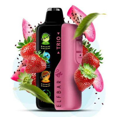 Elf Bar Trio 40000. Кисла полуниця Драконів фрукт (Sour Strawberry Dragonfruit) 